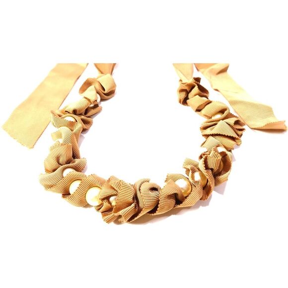Neiman Marcus Lee Angel Women's Grosgrain Ribbon Pearl Tie Necklace NWT 250 - Picture 4 of 6